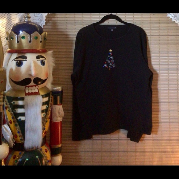 Christmas long sleeve tee with rhinestones tree - Picture 9 of 14